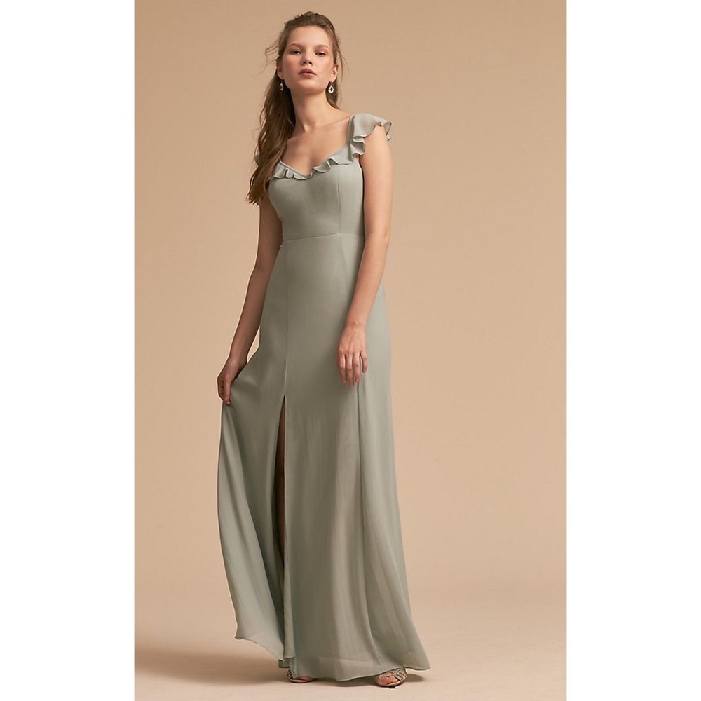 Anthropologie BHLDN Diana Tie Back Ruffle Dress L